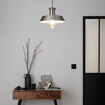 GoodHome Genly Silver effect Pendant ceiling light, (Dia)390mm | Clearance
