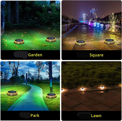 Decdeal Solar Ground Lights LED Warm Light Outdoor Solar Disk Lights IP65 8pcs