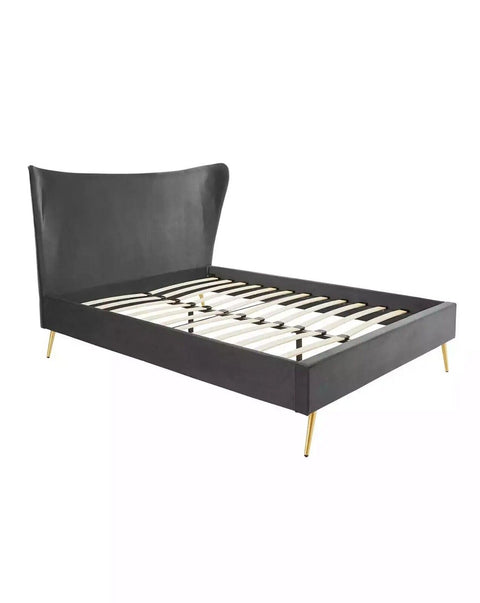 Markle Velvet Bed - Charcoal Frame Only