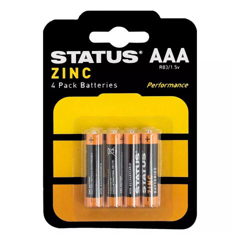 Status Zinc AAA Performance Batteries - Pack 4 | Clearance