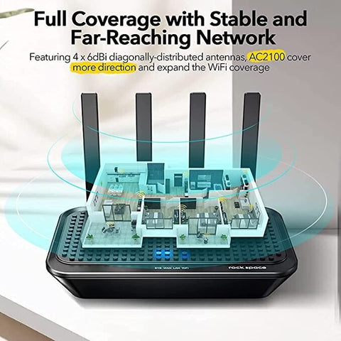 Rock Space AC2100 MU-MIMO Dual Band Wi-Fi Router - 2100Mbps