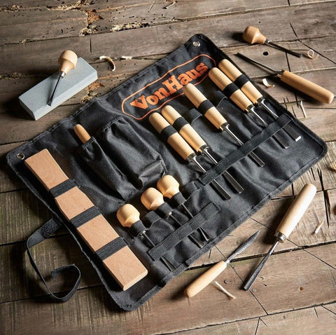 VonHaus 16pc Wood Carving Tool Set