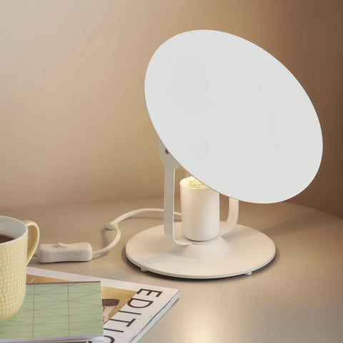 GoodHome Kiranat Matt White IP20 E27 10W Metal Table Light | Clearance