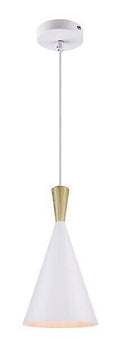 GoodHome Arraqis Matt White Wood effect Pendant ceiling light, Dia 190mm | Damaged Packaging