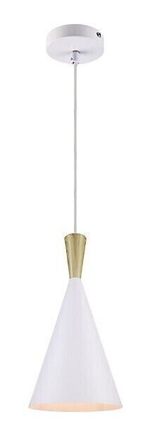 GoodHome Arraqis Matt White Wood effect Pendant ceiling light, Dia 190mm | Damaged Packaging