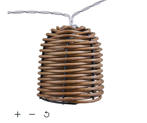 Zinc Solar Rattan lantern Solar-powered Warm white 10 LED Outdoor String lights | Clearance