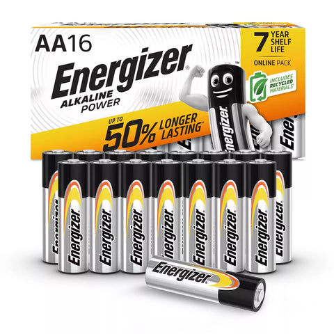 Energizer AA Batteries, Alkaline Power, 16 Pack, Double A Battery Pack | Damaged Packaging