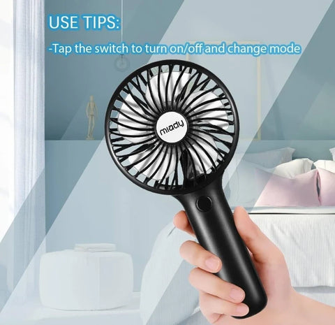 Miady Handheld Rechargeable Pocket Fan – Black