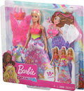 Barbie Dreamtopia Dress‑Up Gift Set GJK40 – Mermaid, Fairy & Princess Fantasy Pack with Snap‑On Outfits | Tiara & Wings | Ages 3+